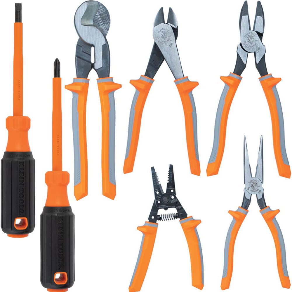 Klein Tools 1005RINS Insulated Pliers, Made in USA, Cutting / Crimping Tool for Insulated and Non-Insulated 10 to 22 AWG Wire and Connectors,1000V Rated