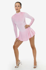 Los Angeles Apparel Velvet Long Sleeve Mockneck Skirted Leotard
