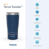 Tervis Christmas Holiday Blue Winter Snowflakes Made in USA Double Walled Insulated Tumbler Travel Cup Keeps Drinks Cold & Hot, 24oz, Classic