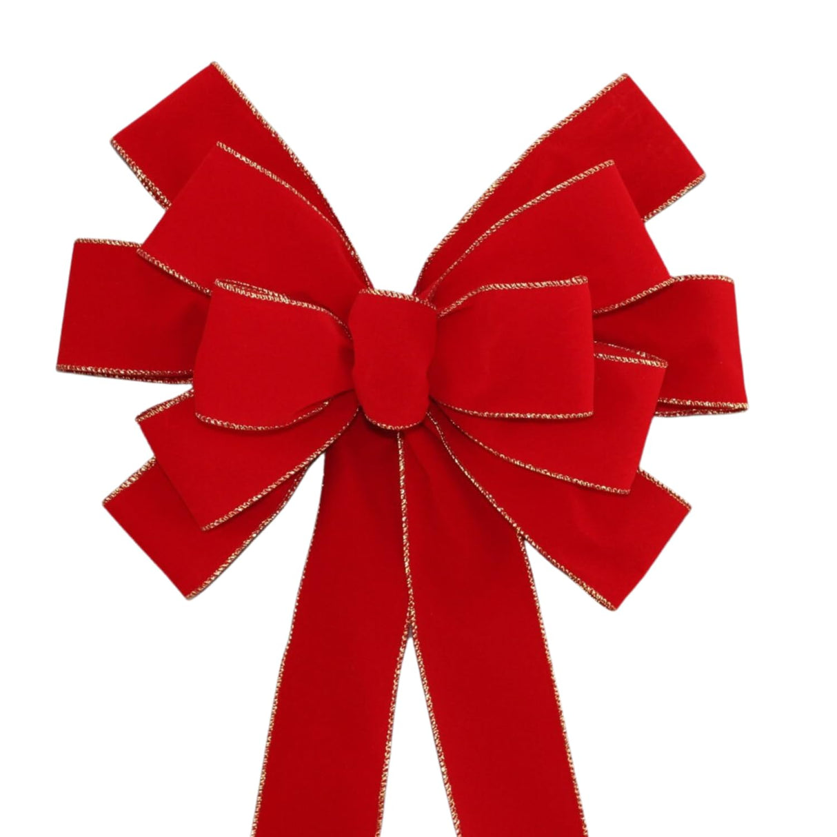 Ivory Brushed Velvet Gold Lame Backed Wire Edge Christmas Bow - Handcrafted in USA (8 inch bow)