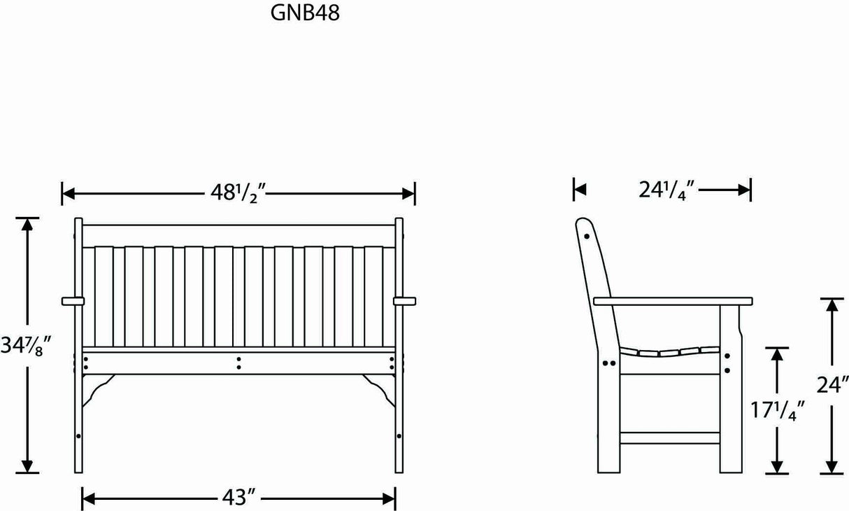 POLYWOOD GNB48GY Vineyard 48" Bench, Slate Grey