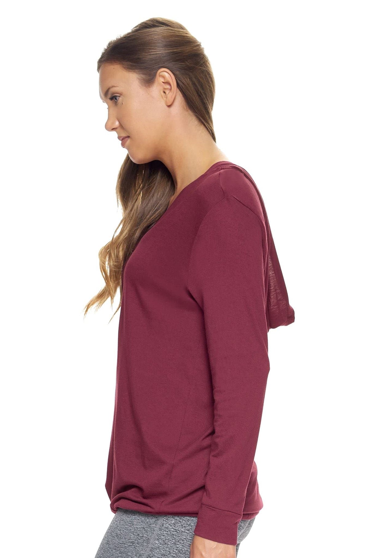 Expert Brand USA-Made Women's Lenzing Modal Soft Casual MoCA V-Neck Cinch Plant-Based Hoodie