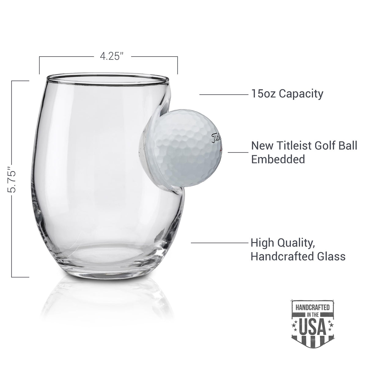 BenShot Golf Ball Wine Glass - 15oz | Made in the USA