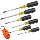 Klein Tools 85146 Screwdriver Set 6pcs Includes Magnetizer / Demagnetizer, 3 Slotted, 3 Phillips, Cushion Grip Comfort, Precision Machined