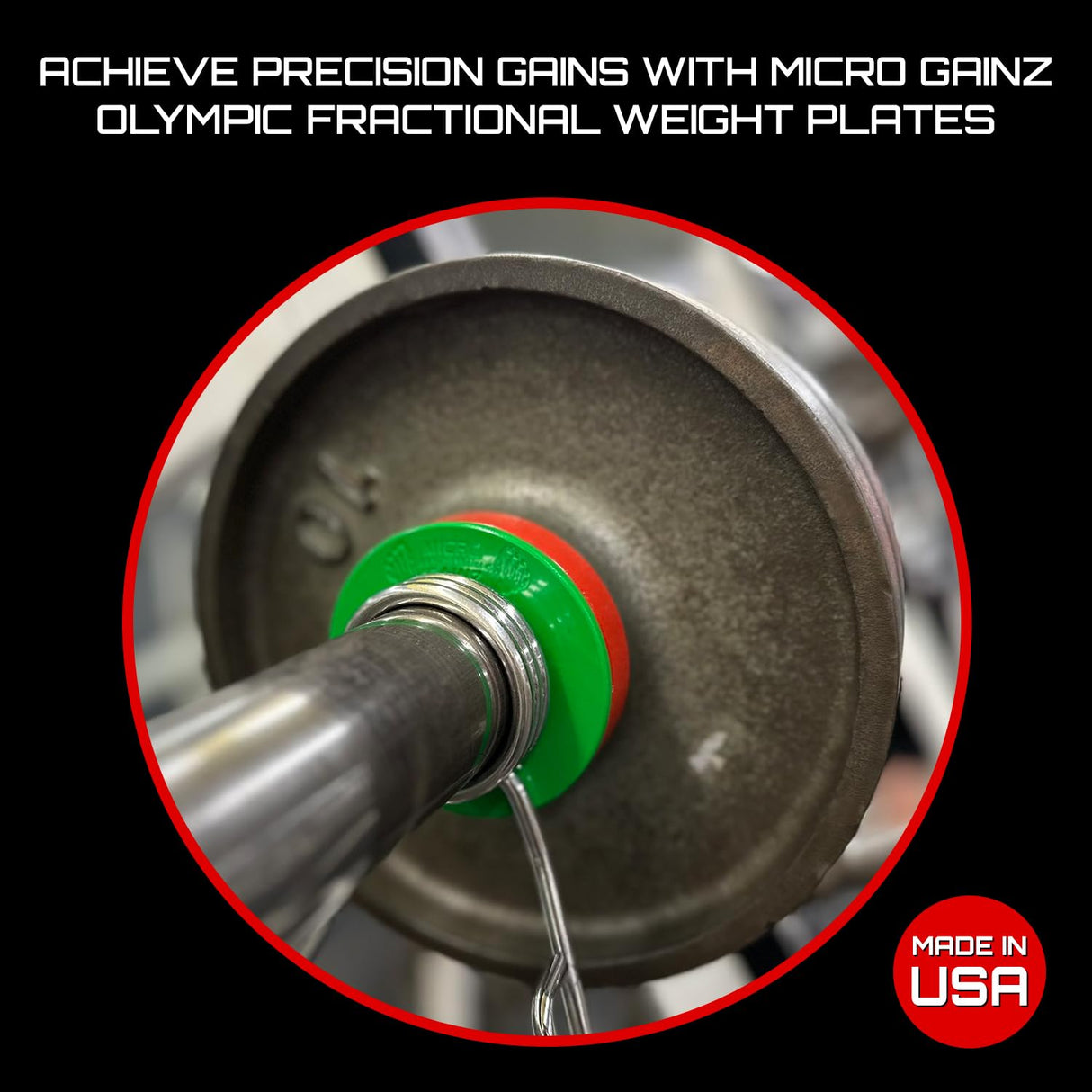 Micro Gainz Multi-Color Calibrated Fractional Weight Plates Set of 2 Pieces, Choose Set (.25LB-1LB), Designed for Olympic Barbell Weights for Strength Training, Made in USA