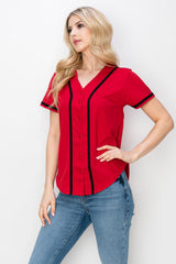 YURO-K Women's Solid Colors Baseball Jersey with Piping/Made in Los Angeles