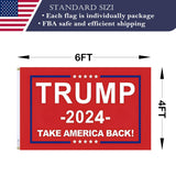 Double Sided Red Trump 2024 Flag 3x5 Made in USA Outdoor Heavy Duty 3 Ply Polyester Trump Take America Back Flag with White Starting Tape and 2 Brass Grommets