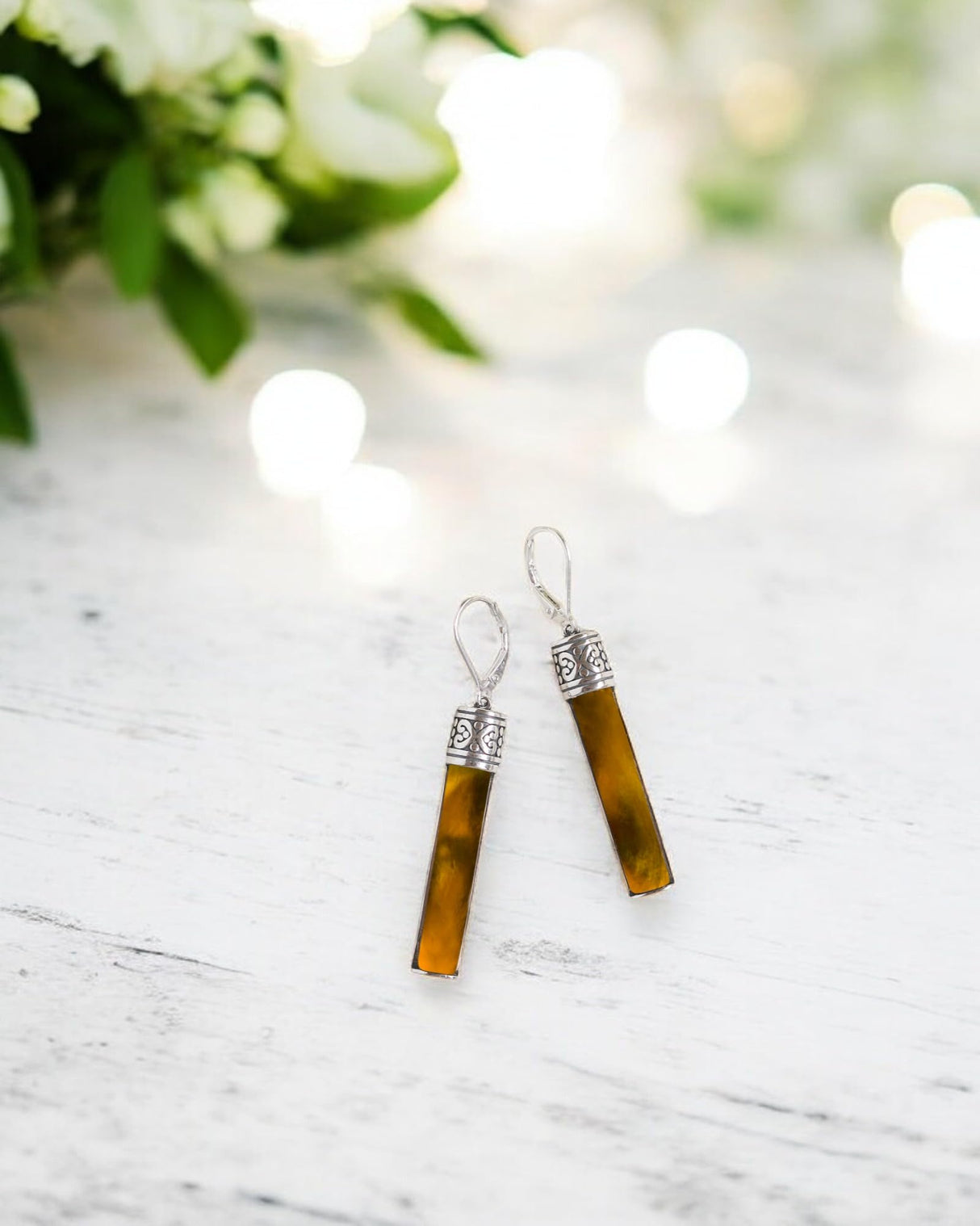 Recycled Antique Bottle and Dishware and Sterling Silver Bottoms Up Lever Back Earrings (Vintage Mason Jar)