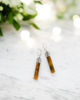 Recycled Antique Bottle and Dishware and Sterling Silver Bottoms Up Lever Back Earrings (Vintage Mason Jar)