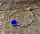 Bottled Up Designs Handmade Vintage Botanical Series Adjustable Slider Bracelet, Recycled Glass, Sterling Silver, Eco Friendly, Made in USA, Birthday Gifts, Mothers Day, Women (Mason Jar (Aqua))