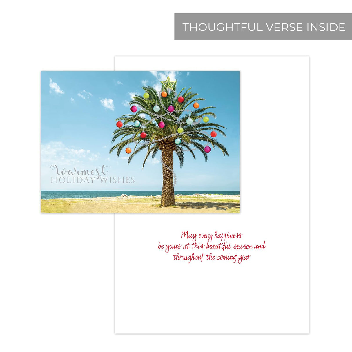 Masterpiece Sparkling Santa Christmas Cards / 16 Festive Holiday Cards Set With White Envelopes / 5 5/8" x 7 7/8" Winter Gold Foil Greeting Cards With Inside Verse/Made In The USA