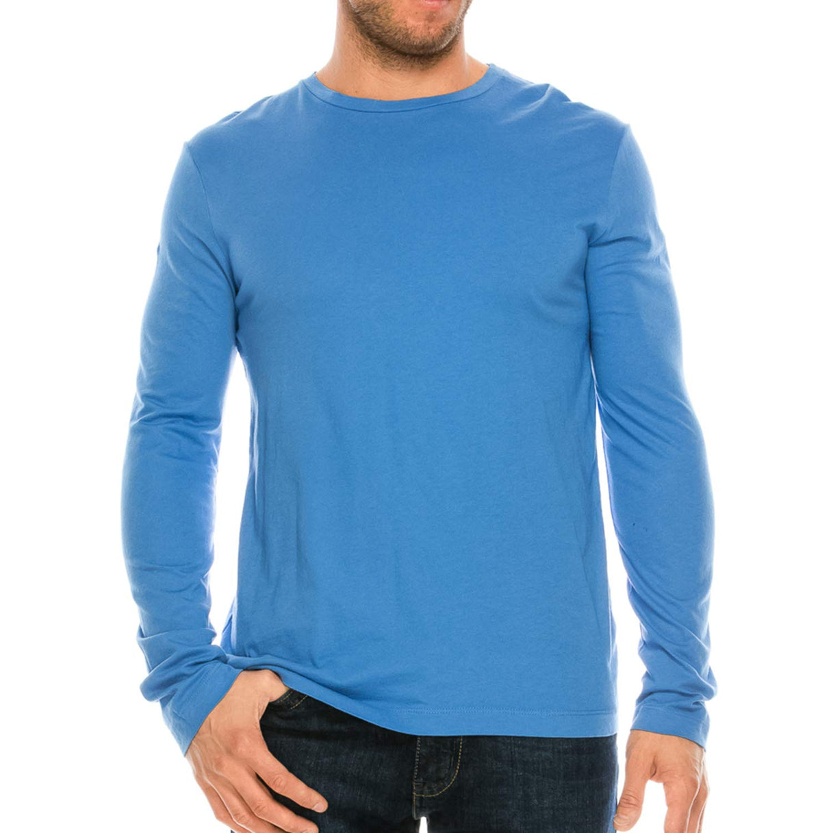 YURO-K Men's Premium Cotton Classic Long Sleeve Crew Neck T-Shirt S - XX Large