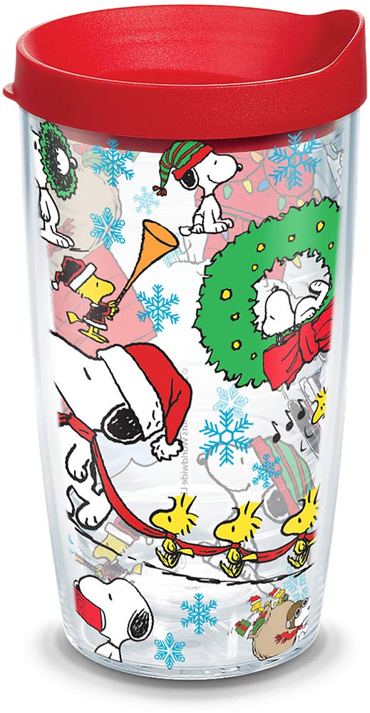 Tervis Peanuts Christmas Collage Made in USA Double Walled Insulated Tumbler Travel Cup Keeps Drinks Cold & Hot, 24oz, Classic