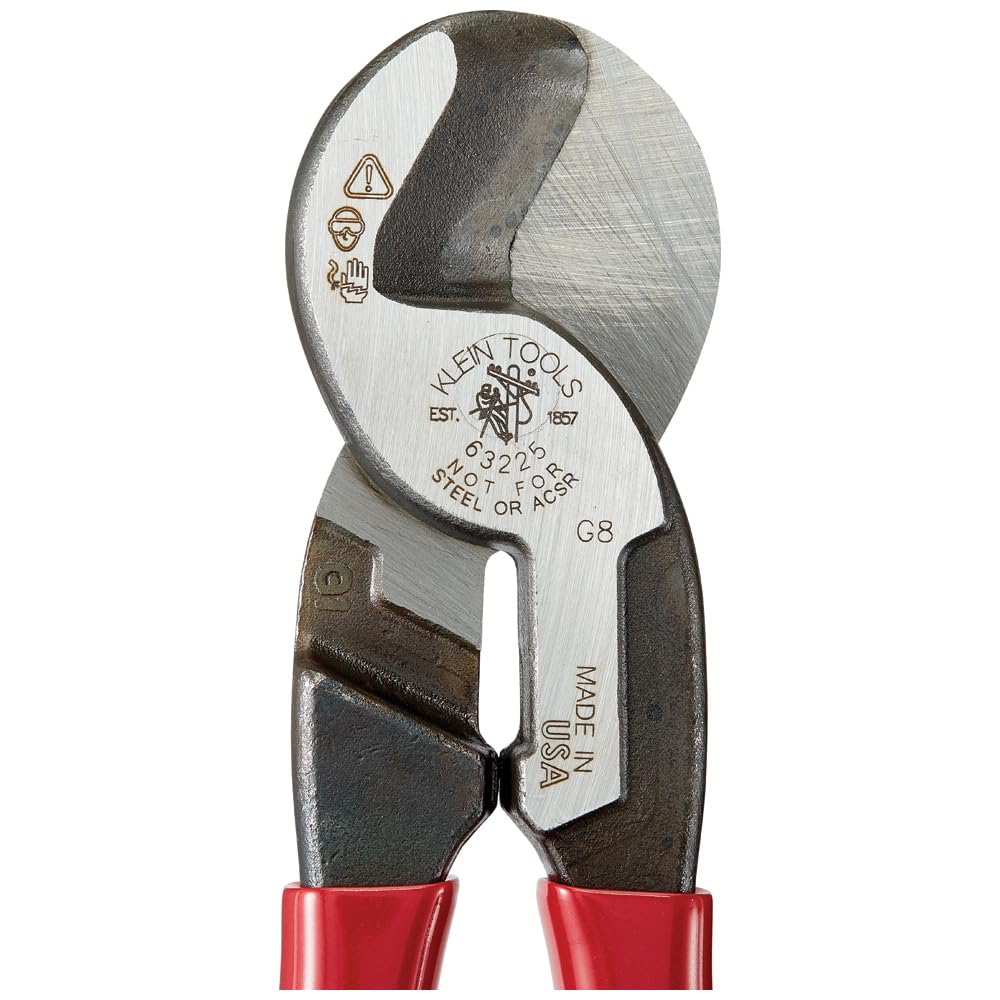 Klein Tools 63215 Cable Cutter, Made in USA, High-Leverage 6.5-Inch Compact, Forged From US Made Steel, Ideal for Cutting Aluminum and Copper Cable