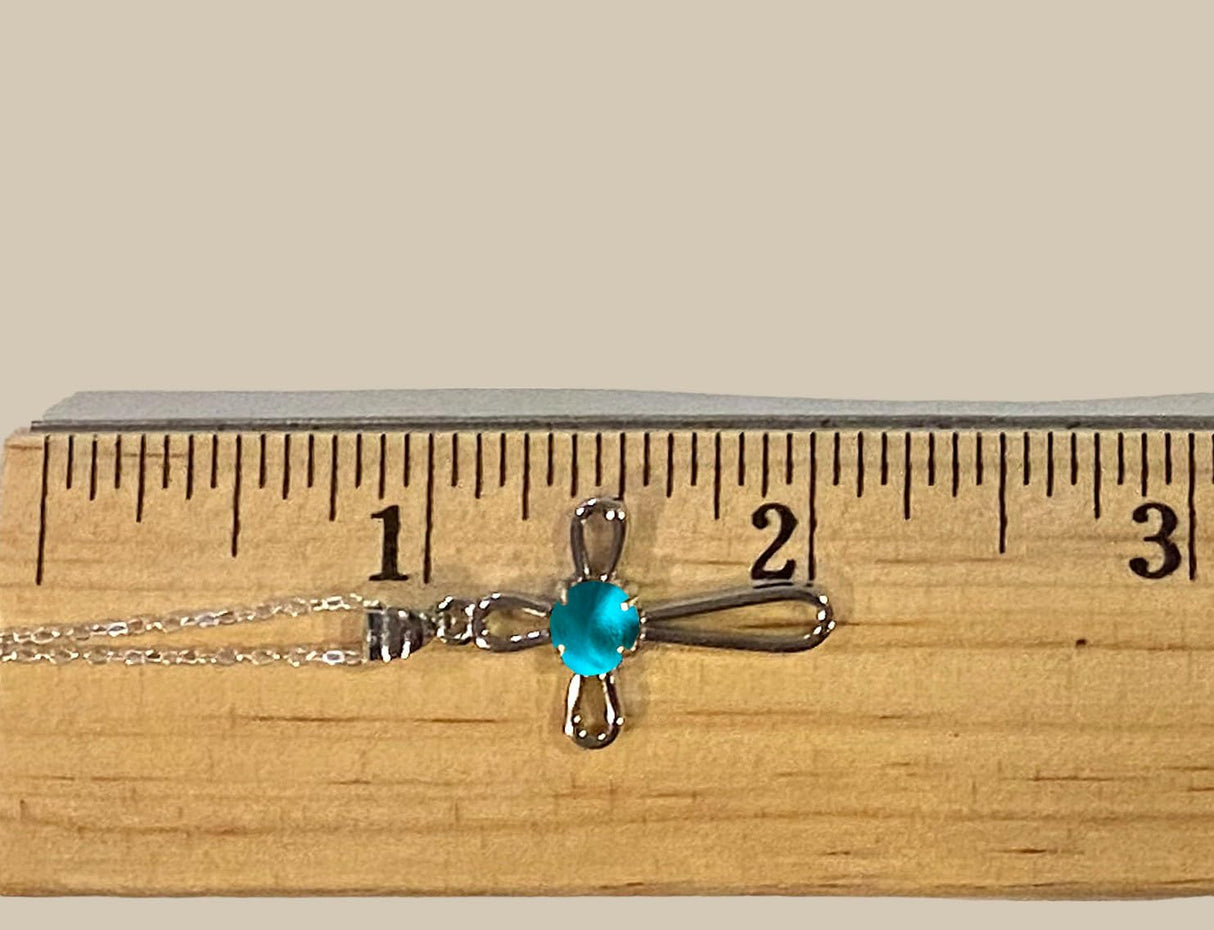 Bottled Up Designs Handmade Recycled Antique Bottles Sterling Silver At The Cross Necklace (Mason Jar Aqua)