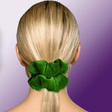 Velvet Scrunchies Jumbo Size Plush Big Ponytail Holders Thick Braided Locked Hair Big Made in the USA Green Pine
