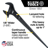 Klein Tools 3246 Round 7/8-Inch x 36-Inch Connecting Bar, Made in USA, Sleever Bar for Aligning, Prying and Chiseling