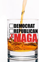 100% MAGA, Maga Party Novelty Glass Made in the USA 10.5 oz Whiskey Glass for Dad, Gift for Husband, Stepfather Gift Idea, Unique Gifts for Men, Trump Stuff, Maga Merch