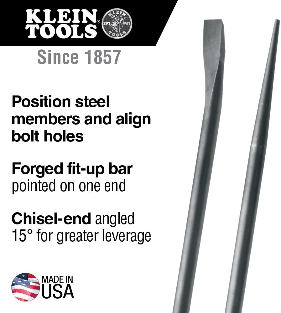 Klein Tools 3247 Round 3/4-Inch x 24-Inch Connecting Bar, Made in USA, Sleever Bar for Aligning, Prying and Chiseling