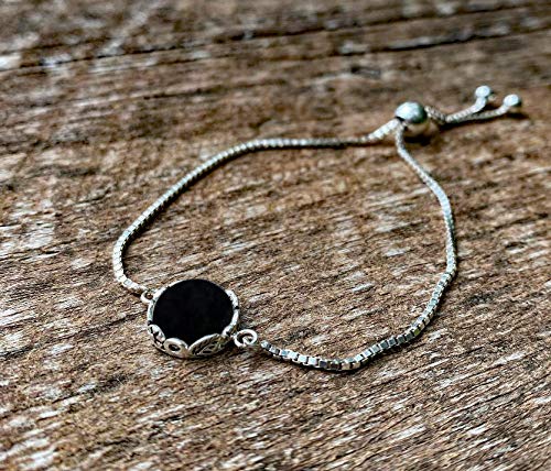Bottled Up Designs Handmade Vintage Botanical Series Adjustable Slider Bracelet, Recycled Glass, Sterling Silver, Eco Friendly, Made in USA, Birthday Gifts, Mothers Day, Women (Mason Jar (Aqua))