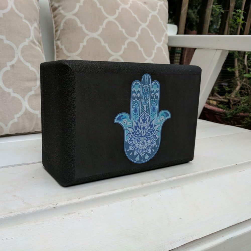 Embrace The Block™ Blue Hamsa Yoga Block (Black)