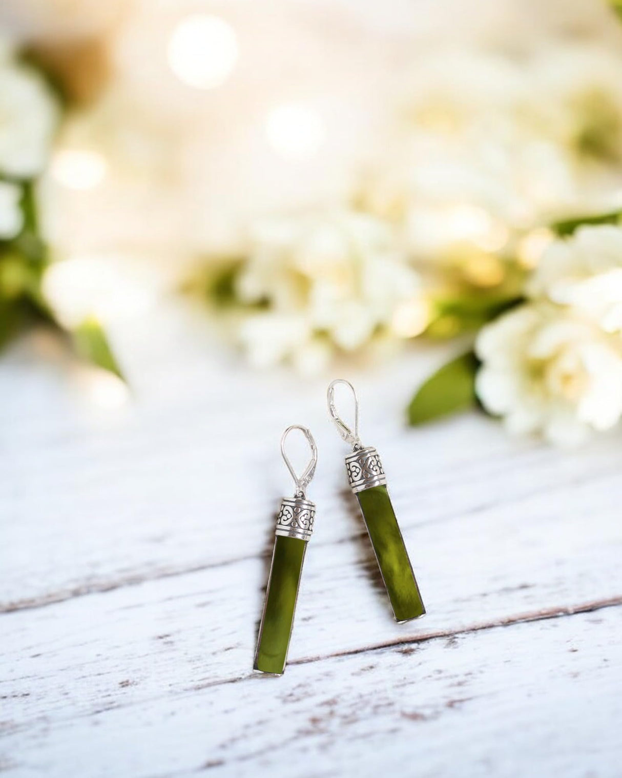 Recycled Antique Bottle and Dishware and Sterling Silver Bottoms Up Lever Back Earrings (Vintage Mason Jar)
