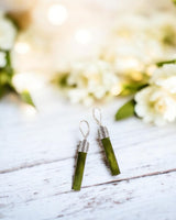 Recycled Antique Bottle and Dishware and Sterling Silver Bottoms Up Lever Back Earrings (Vintage Mason Jar)