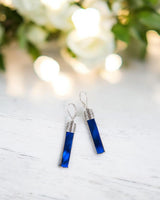 Recycled Antique Bottle and Dishware and Sterling Silver Bottoms Up Lever Back Earrings (Vintage Mason Jar)
