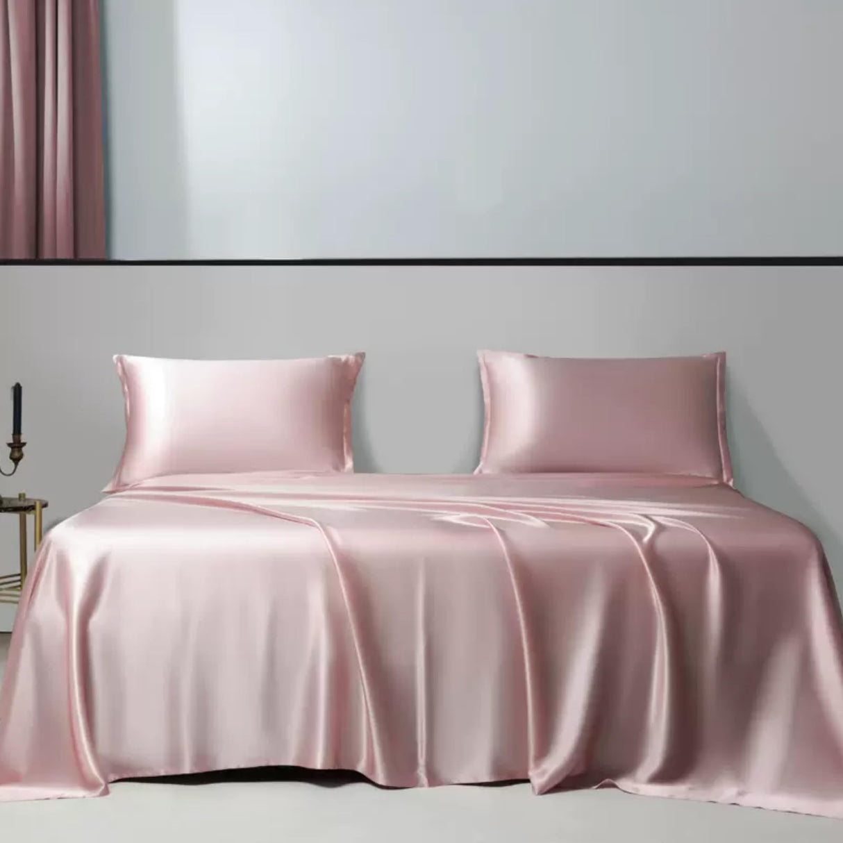 I Pcs 22 Momme Flat Silk Sheet, 100% Mulberry Silk Bed Sheets, Real Silk Flat Sheet, Grade 6A Organic Silk Bedding Made in USA, Hypoallergenic, Ultra Soft and Breathable (Pink, Full)