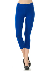 LeggingUSA Women's Solid Cotton Yoga Capri Leggings-Made in USA