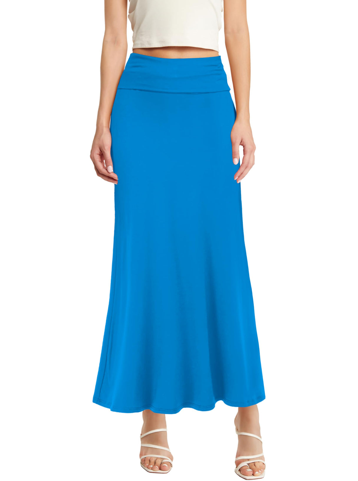 Hybrid & Company Women Versatile Fold Over Waist Maxi Skirt/Convertible Dress