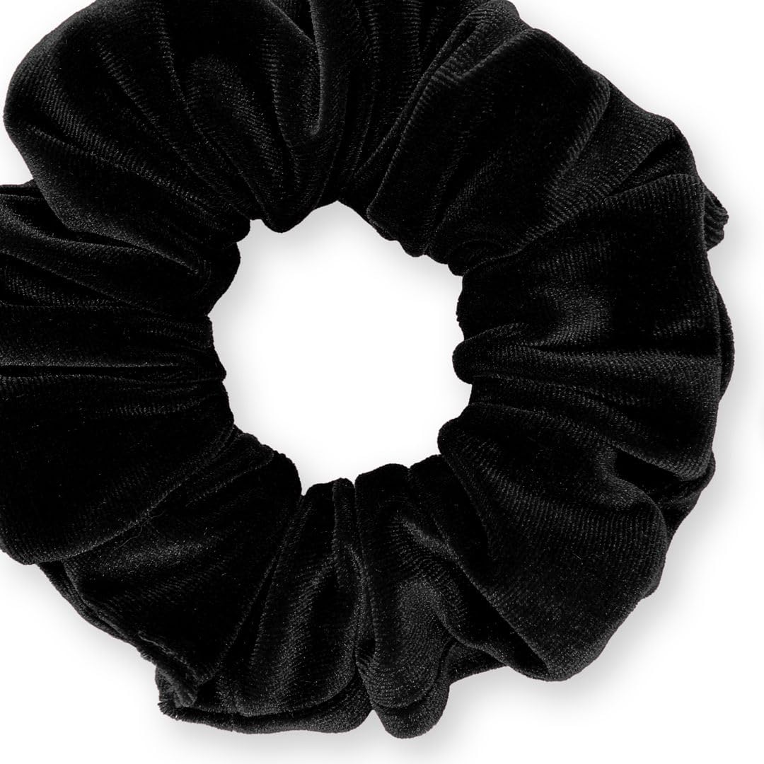 Velvet Scrunchies Premium Plush Soft Ponytail Holder Made in the USA Black