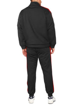 Hat and Beyond Mens Premium USA Made Striped Track Suit Athletic Casual Running Workout Sweat Suit Combo Track Jacket & Pant