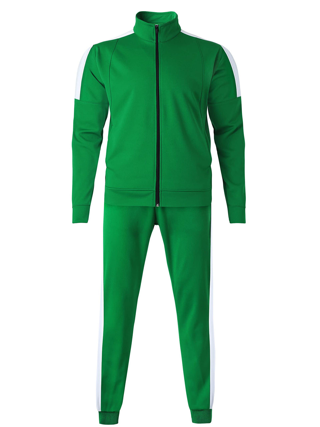 Hat and Beyond Mens Made in USA Premium Track Jacket & Pants Striped Sweatsuit Athletic Casual Essentials Gym