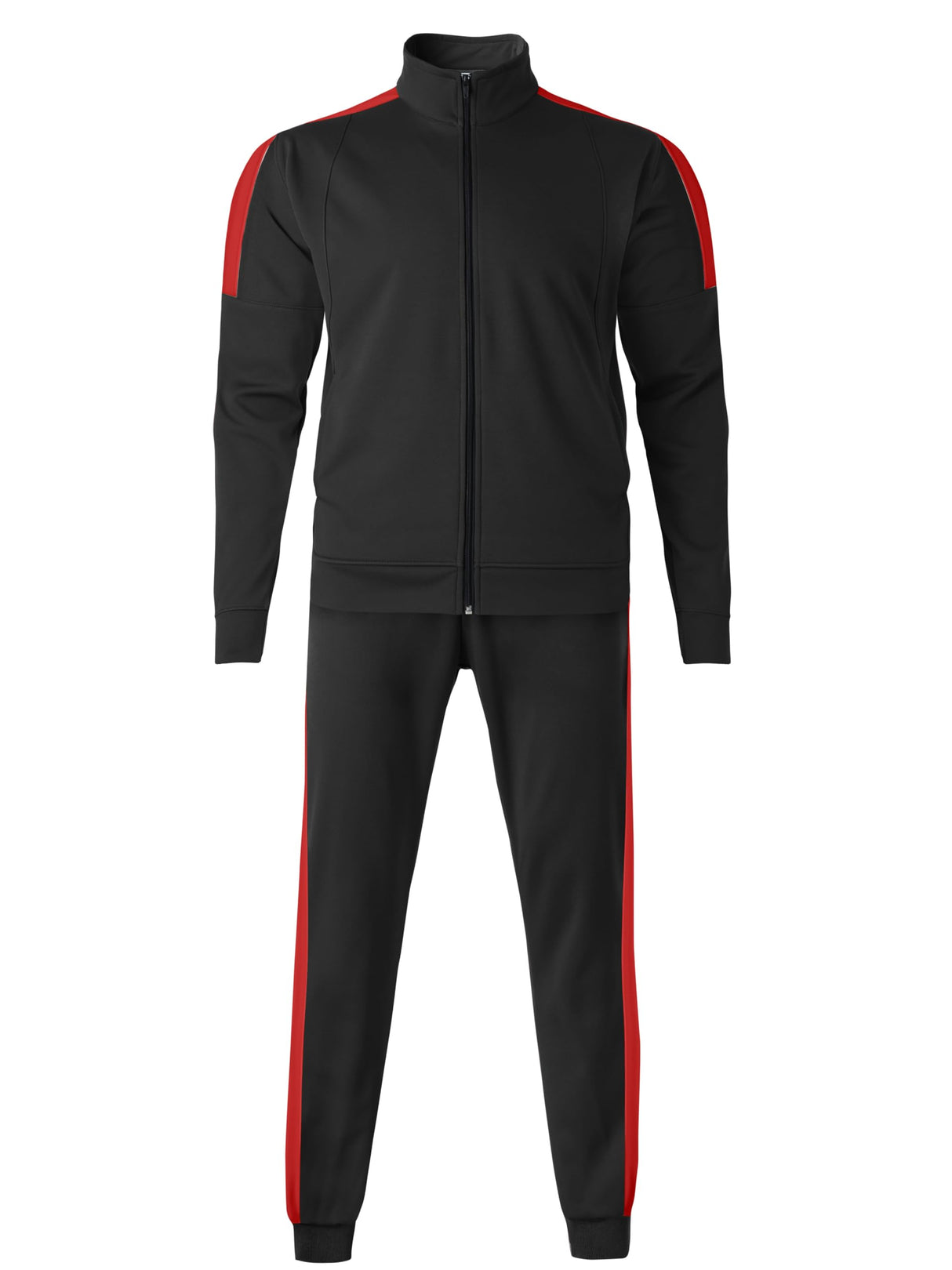 Hat and Beyond Mens Made in USA Premium Track Jacket & Pants Striped Sweatsuit Athletic Casual Essentials Gym