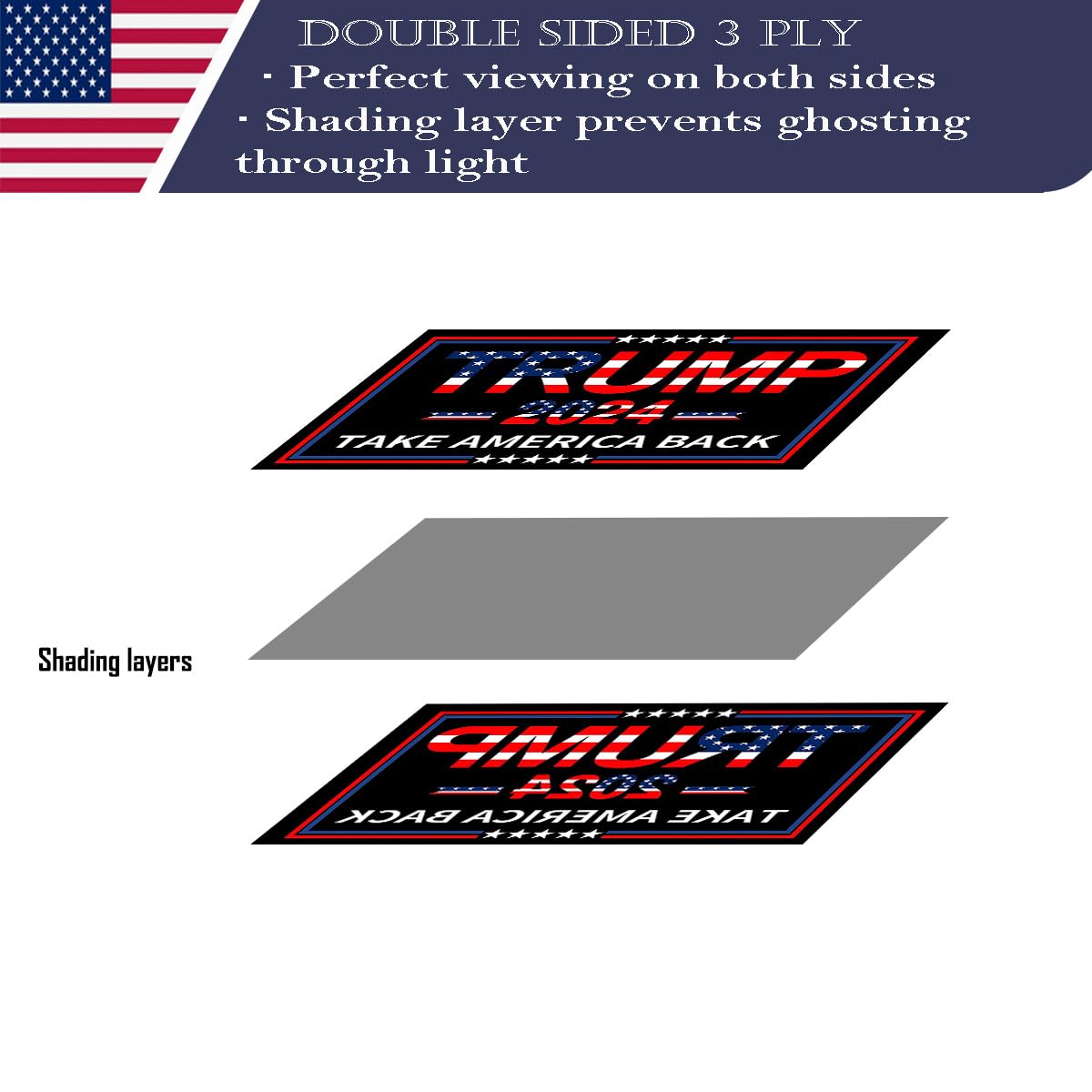 Double Sided Red Trump 2024 Flag 3x5 Made in USA Outdoor Heavy Duty 3 Ply Polyester Trump Take America Back Flag with White Starting Tape and 2 Brass Grommets