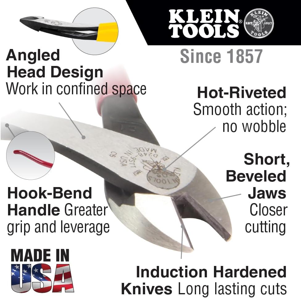 Klein Tools 94508 Pliers Set, Made in USA, Ironworker's Diagonal Cutting Pliers and Heavy Duty Side Cutters, Tie Wire Cutter for Rebar Work, 2-Piece Kit