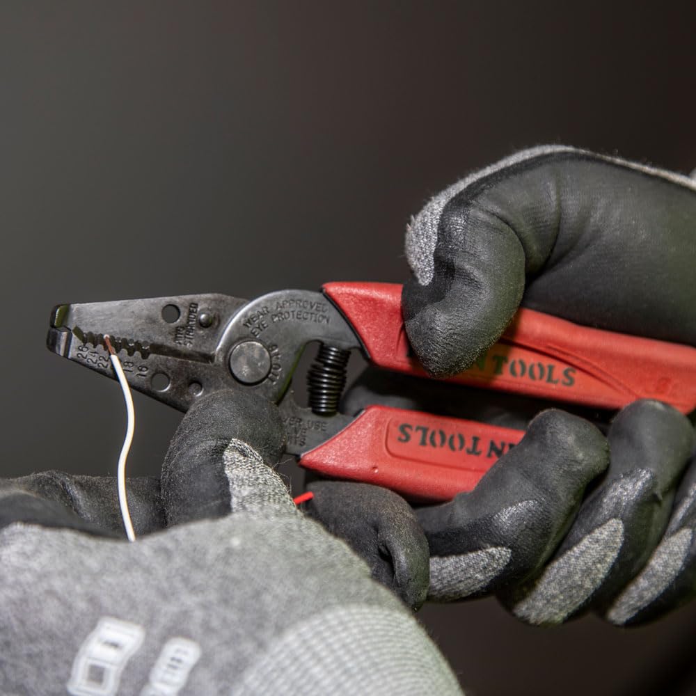 Klein Tools 11046 Wire Stripper, Wire Cutter for 16-26 AWG Stranded wire, Compact Nose with Precision-ground Stripping Holes, Made in USA