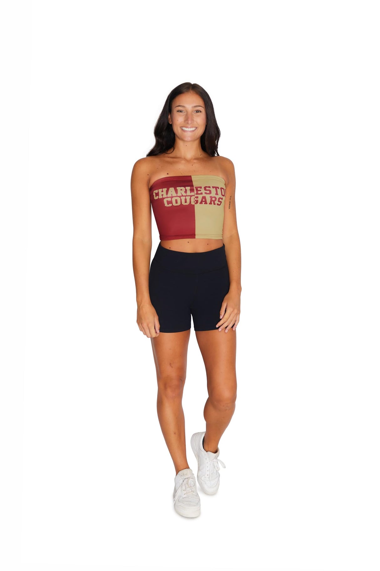 Lojobands Women's Tailgate Outfit College Two Tone Color Block Tube Top Made in USA One Size Fits Most