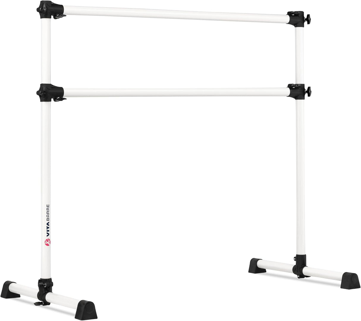 VITA Barre Portable Freestanding Double Ballet Barre, Prodigy, 4 Ft Bars, White | Adjustable Height, USA Made, Home or Gym Exercise Equipment for Kids & Adults | Dance, Fitness, Pilates