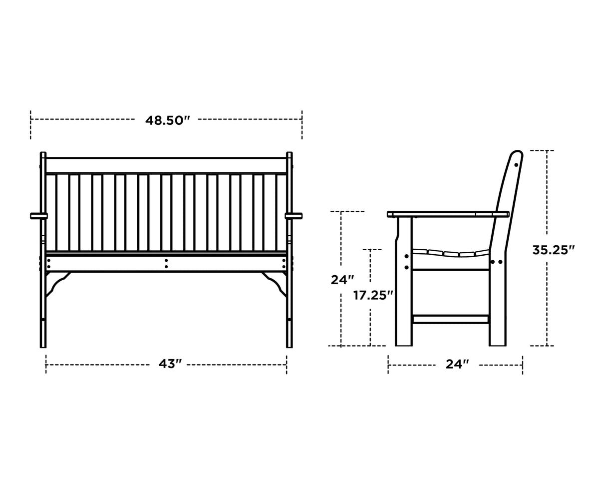 POLYWOOD GNB48BL Vineyard 48" Bench, Black