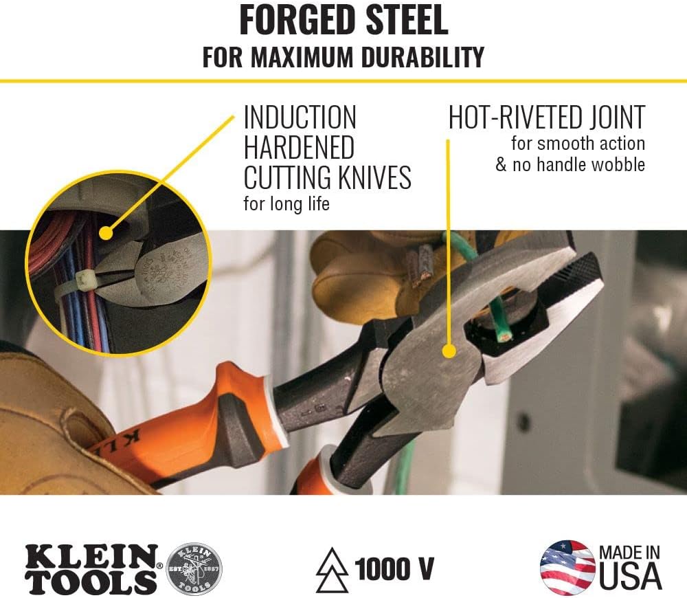 Klein Tools 94130 1000V Insulated Screwdriver Tool Set with #2 Phillips and 1/4-Inch Cabinet Slim Tips, 2 Insulated Pliers and Wire Stripper