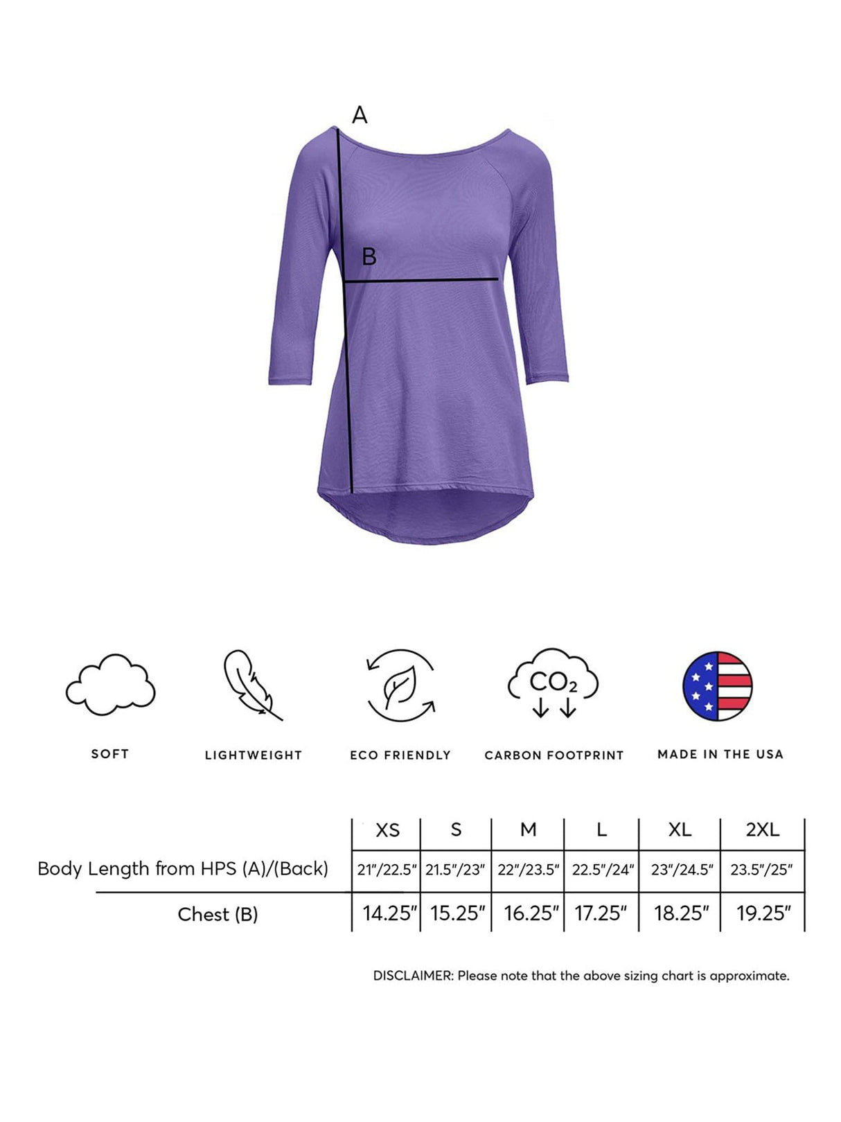 Expert Brand USA-Made Women's MoCA Cotton Blend 3/4 Sleeve Cross Back Shirt