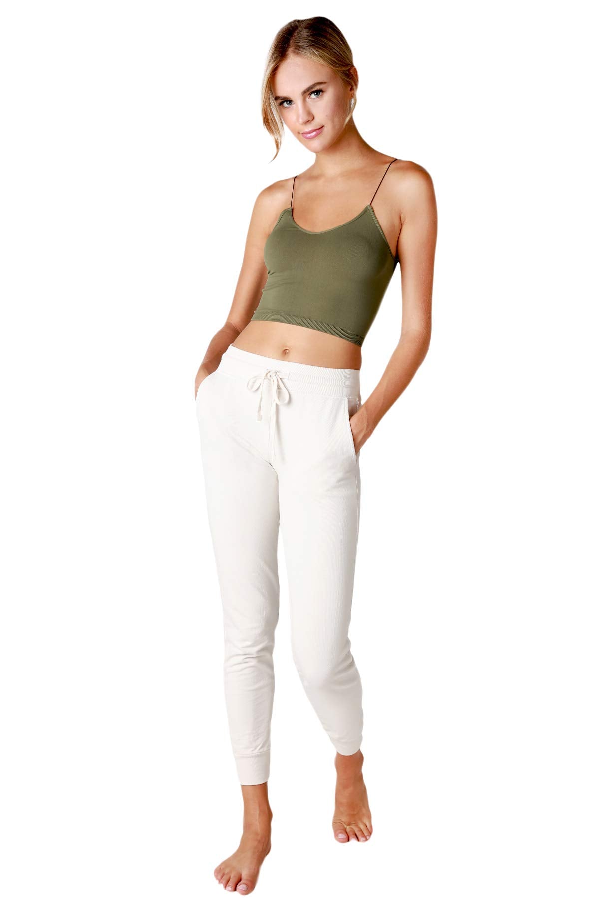 NIKIBIKI Women Seamless Spaghetti Strap Crop Top Cami, Made in U.S.A, One Size