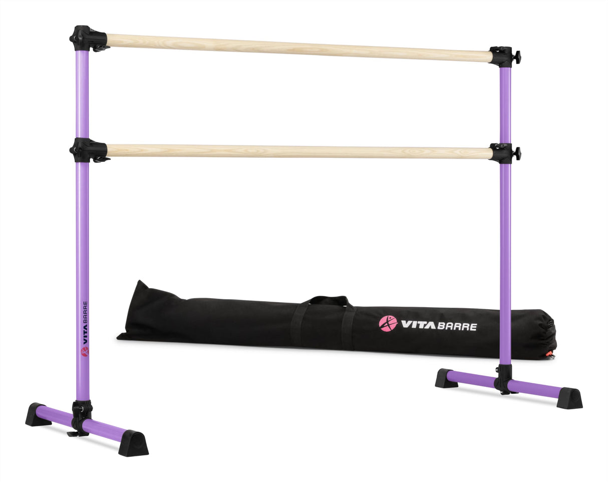 VITA Barre Portable Freestanding Double Ballet Barre, Prodigy, with Carry Bag | Adjustable Height, USA Made, Home or Gym Exercise Equipment for Kids & Adults | Dance, Fitness, Pilates