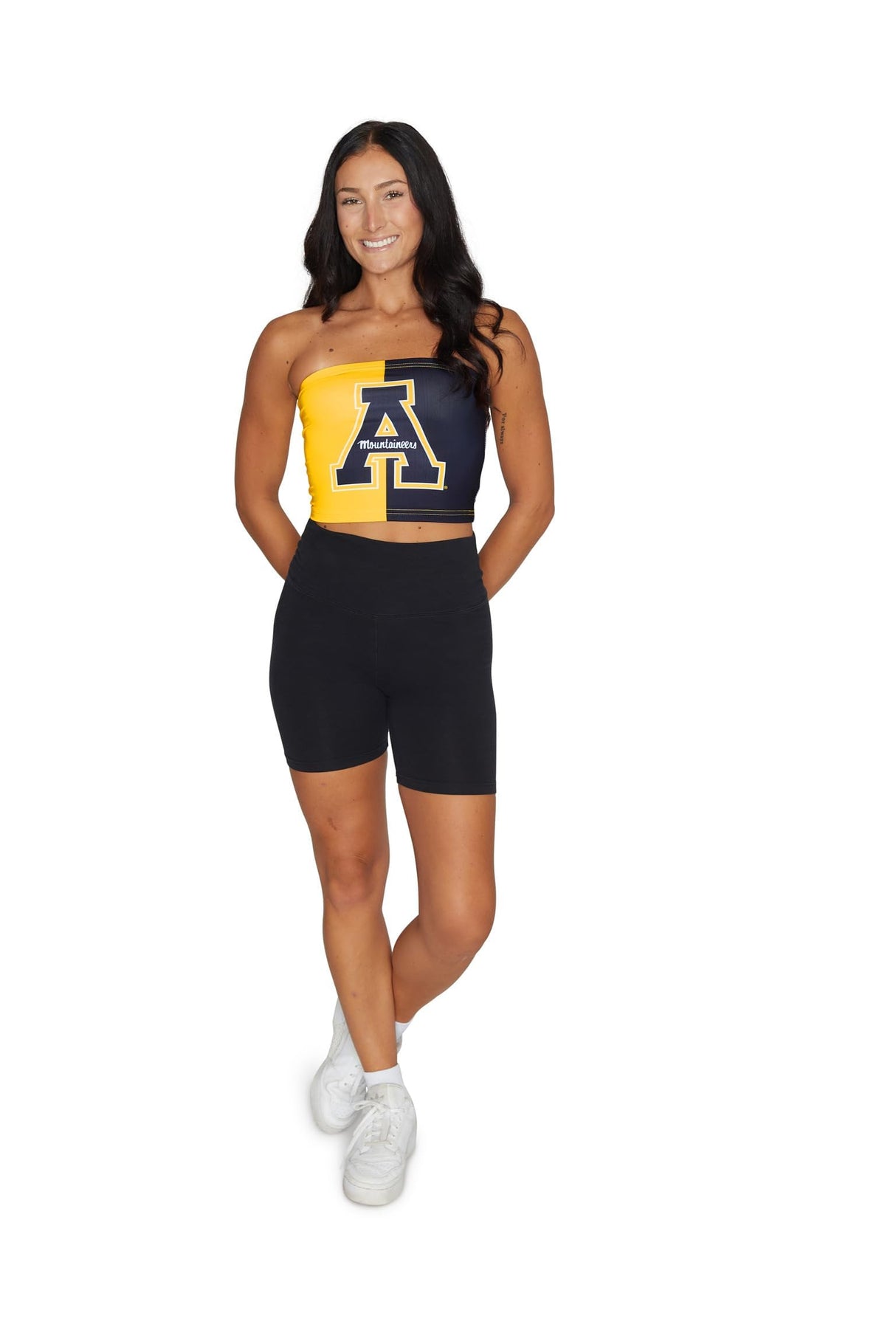 Lojobands Women's Tailgate Outfit College Two Tone Color Block Tube Top Made in USA One Size Fits Most