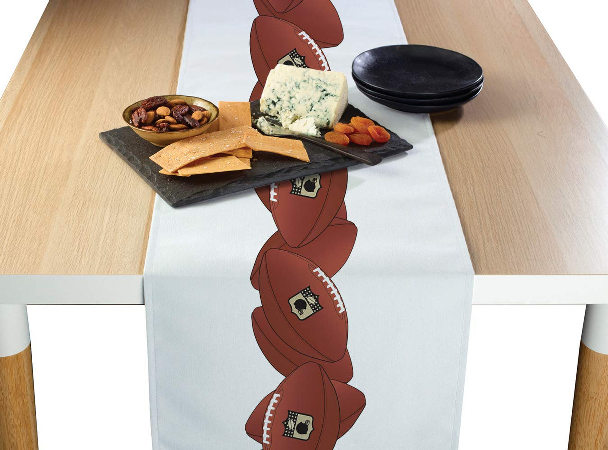 Fabric Textile Products | Football Garland Tablecloth | Game Day Rectangular Tablecloth | 60" x 84" | Machine Washable and Stain-Resistant for Easy Care | Made in The USA