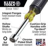 Klein Tools 646-7/16 7/16-Inch Nut Driver with 6-Inch Hollow Shaft and Cushion Grip Handle, Made in USA