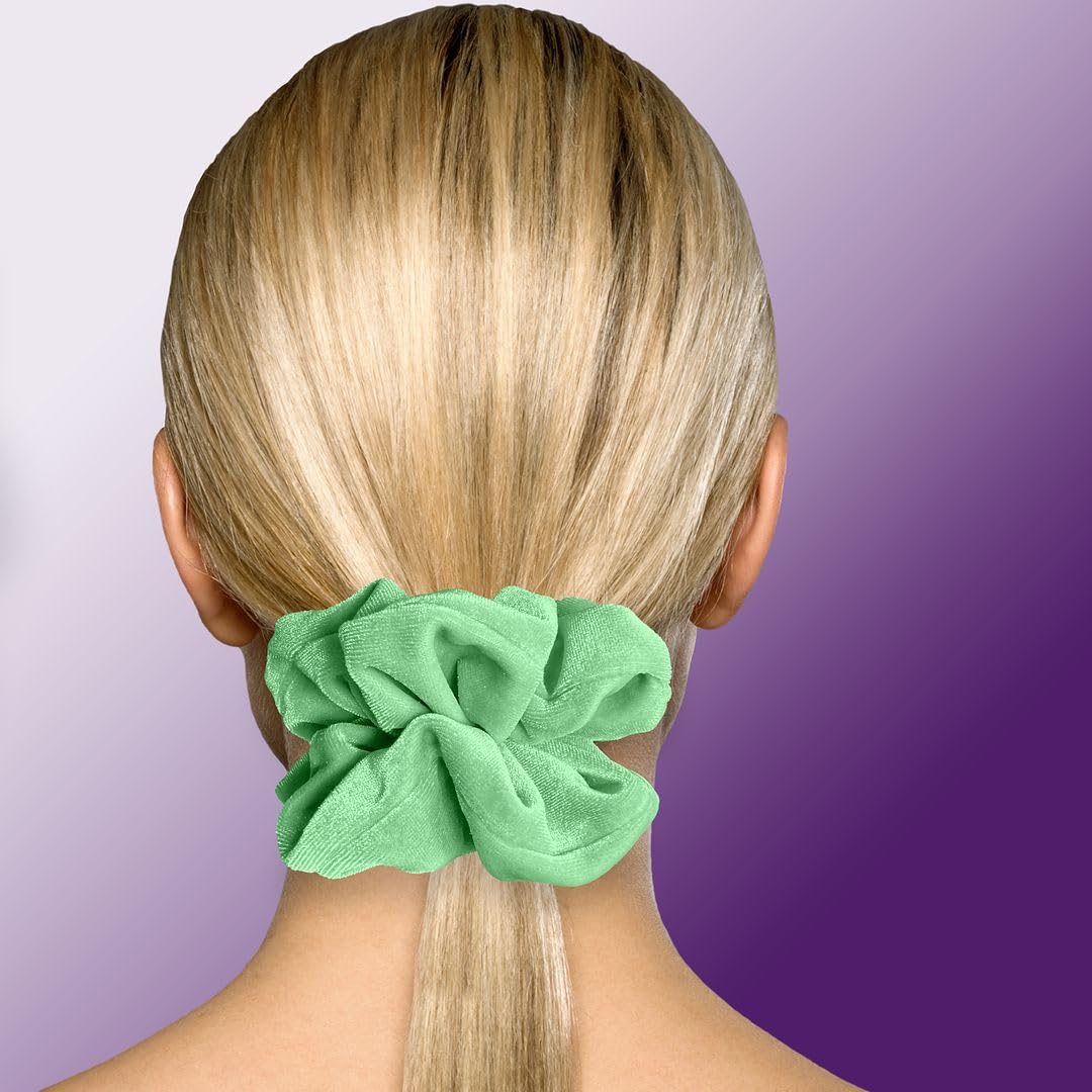 Velvet Scrunchies Jumbo Size Plush Big Ponytail Holders Thick Braided Locked Hair Big Made in the USA Green Pine