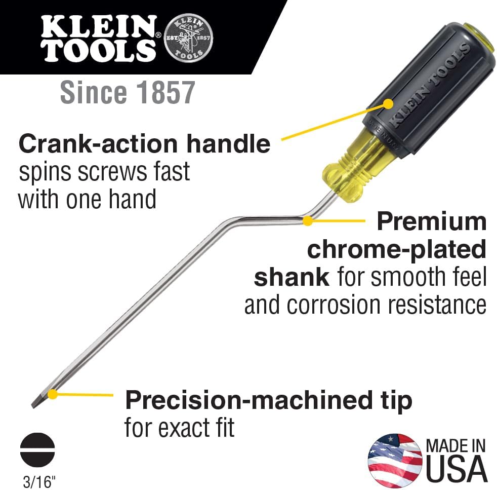 Klein Tools 670-6 Screwdriver, 3/16-Inch Cabinet Tip, Rapi-Driv with 6-Inch Shank, Made in USA